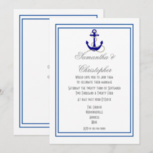 Nautical sailing boat anchor wedding invitation