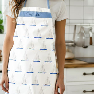 Nautical Sailing Boat Coastal Apron