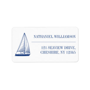 Nautical Sailing Boat Navy Return Address Label