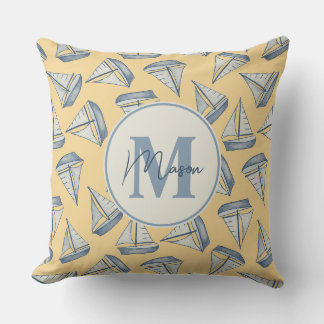 Nautical Sailing Boats | Custom Name & Monogram Cushion