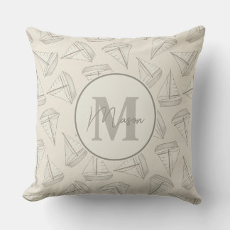 Nautical Sailing Boats | Custom Name & Monogram Cushion