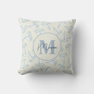Nautical Sailing Boats | Custom Name & Monogram Cushion
