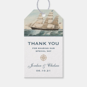 Nautical Sailing Clipper Ship Classic Thank You Gift Tags