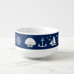 Nautical Sailing Design Navy Blue Soup Mug