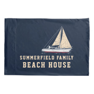Nautical Sailing Family Beach House Custom Boating Pillowcase