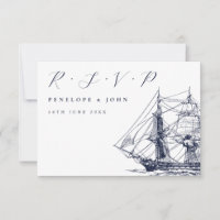 Nautical Sailing Ship Illustration Script Wedding