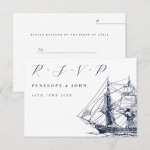 Nautical Sailing Ship Illustration Script Wedding