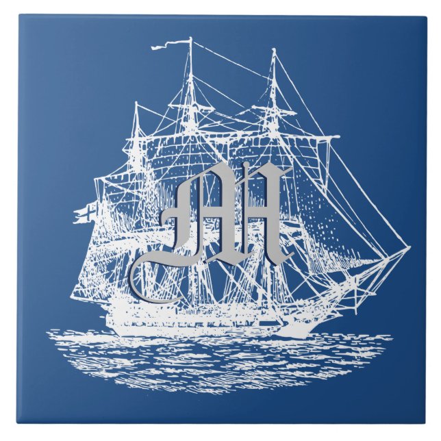 Nautical Sailing Tall Ship Pick Any Colour Tile (Front)