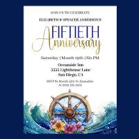 Nautical Sailing Wheel 50th Wedding Anniversary