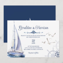 Nautical Sailing Yacht Wedding  Invitation