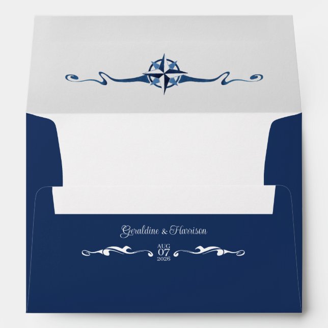 Nautical Sailing Yacht Wedding Invitation Envelope (Back (Bottom))