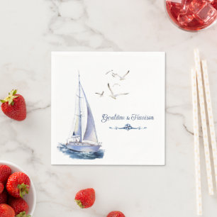 Nautical Sailing Yacht Wedding Napkin