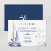 Nautical Sailing Yacht Wedding Reception Cards