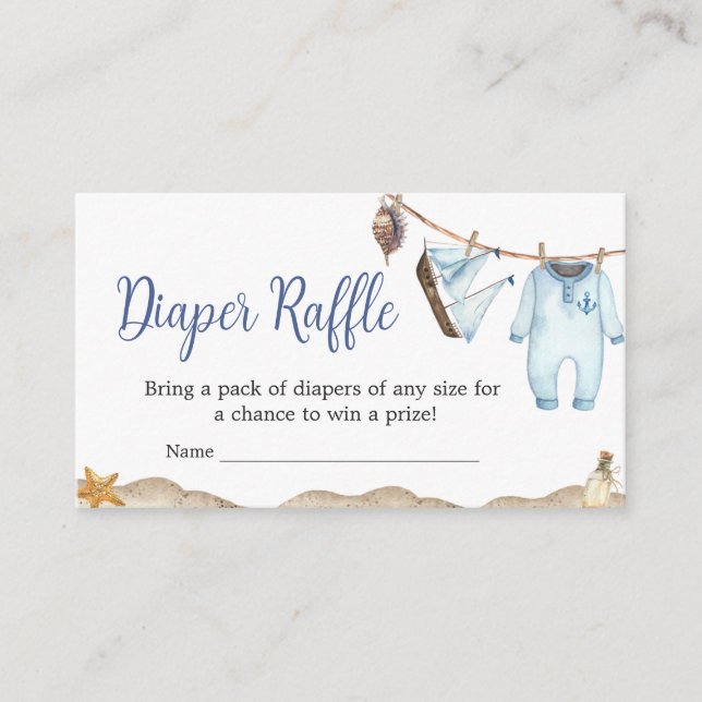 Nautical Sailor Ahoy Baby Shower Diaper Raffle Enclosure Card (Front)
