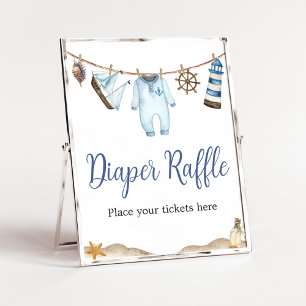 Nautical Sailor Ahoy Baby Shower Diaper Raffle Poster