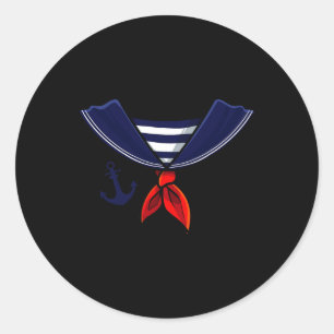 Nautical Sailor Anchor Retro Fun Halloween Costume Classic Round Sticker