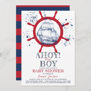 Nautical Sailor Baby Shower Invitation