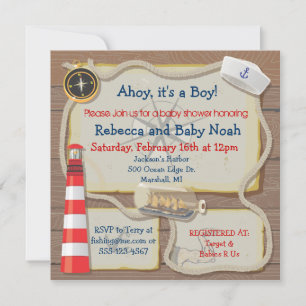Nautical Sailor Baby Shower Invitations