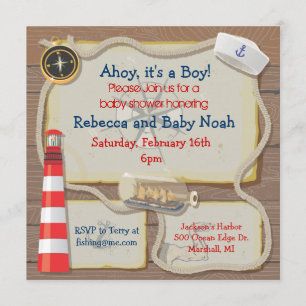 Nautical Sailor Baby Shower Invitations
