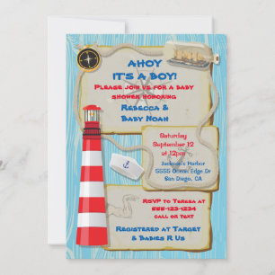 Nautical Sailor Baby Shower party invitation