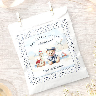Nautical Sailor Cute Bear Summer 1st Birthday Favour Bags