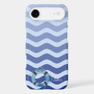 Nautical Sailor Navy Blue Waves Stripe