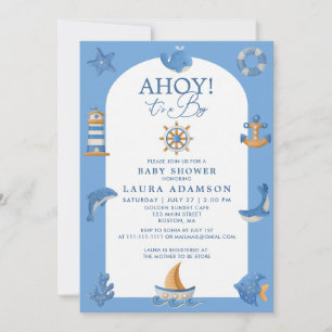 Nautical Sailor Ocean Ahoy It’s a Boy Baby Shower Invitation