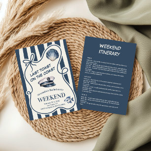 Nautical Sailor Stripe Shell and Hat Bachelorette Invitation