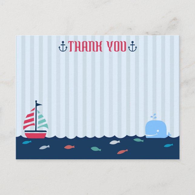 Nautical/Sailor Theme Blank Thank You Postcard (Front)