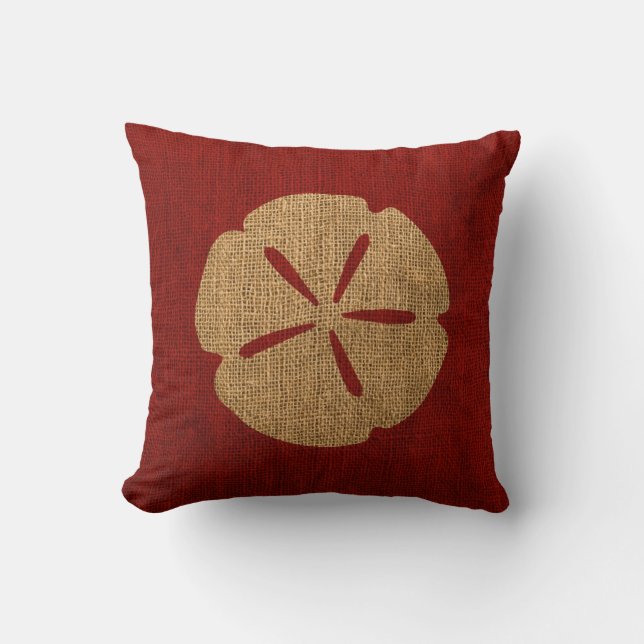 Nautical Sand Dollar Rustic Red Cushion (Front)