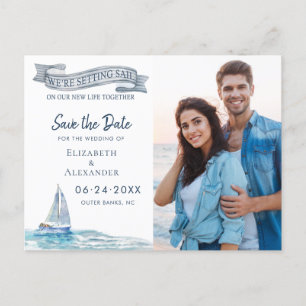 Nautical Save the Date Photo Announcement Postcard