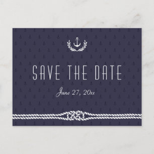 Nautical Save The Date Postcards Blue Anchors