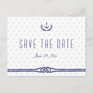 Nautical Save The Date White with Anchors Announcement Postcard