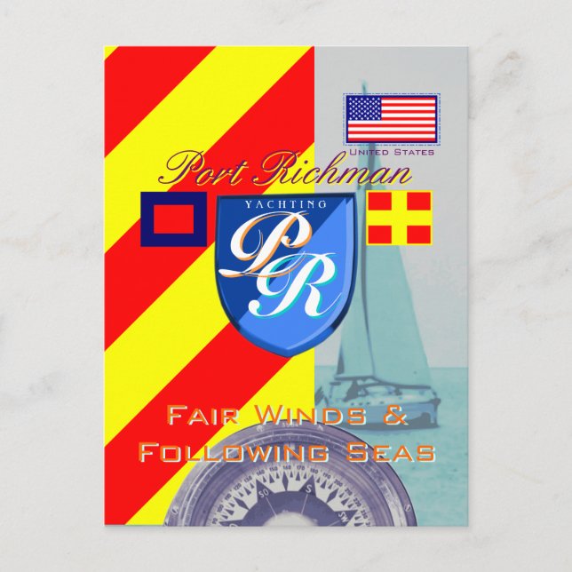 Nautical Saying Fair Winds and Following Seas Postcard (Front)