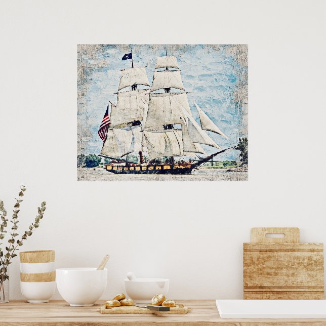  Nautical Schooner Ship  Poster (Kitchen)