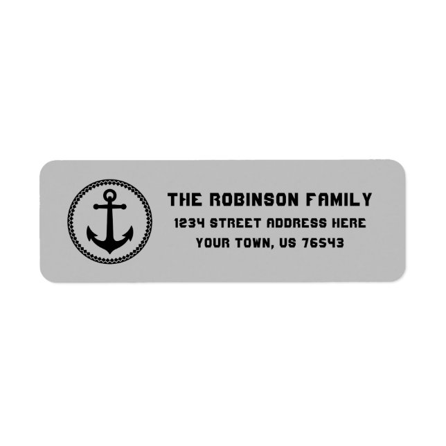 Nautical Sea Anchor Black Diamond Circle Address (Front)