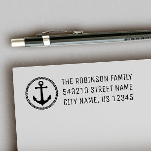 Nautical Sea Anchor Personalised Address or Text Self-inking Stamp