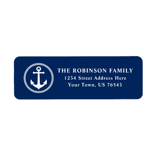 Nautical Sea Anchor White On Navy Blue Address (Front)