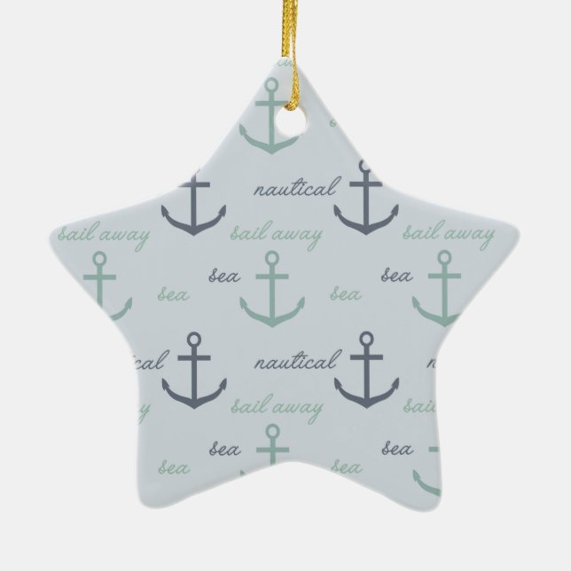 Nautical Sea Anchors Ceramic Tree Decoration (Back)