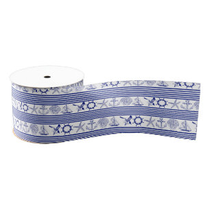 Nautical Sea Animals & Objects Grosgrain Ribbon