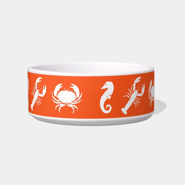Nautical Sea Animals pattern lobster crab seahorse Bowl (Front)