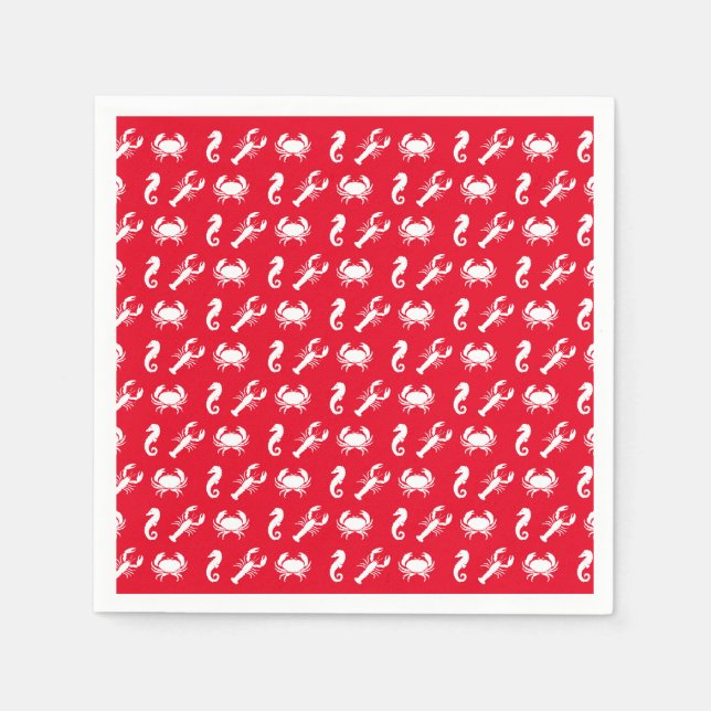 Nautical Sea Animals pattern lobster crab seahorse Napkin (Front)