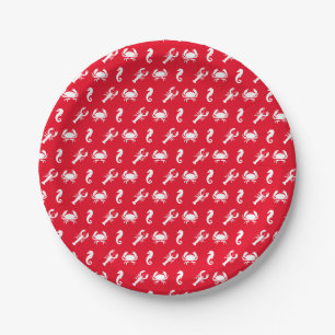 Nautical Sea Animals pattern lobster crab seahorse Paper Plate