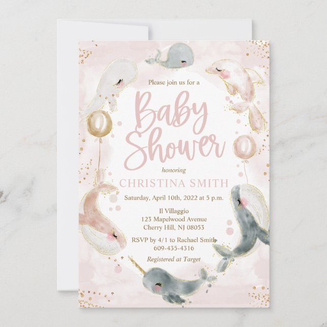 Nautical Sea Baby Shower Invitations for a Girl (Front)