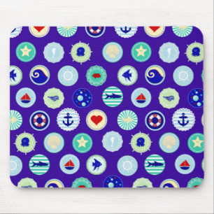 Nautical Sea Blue Sailor Pattern Mouse Mat