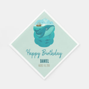 Nautical Sea Cartoon Whale Napkin