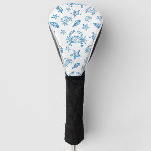 Nautical Sea Creatures Doodle Pattern Golf Head Cover