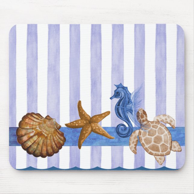 Nautical Sea Creatures Mouse Mat (Front)