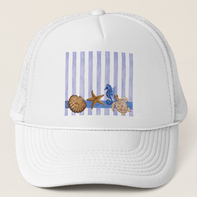 Nautical Sea Creatures Trucker Hat (Front)