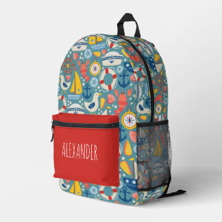 Nautical Sea Life Personalised Printed Backpack